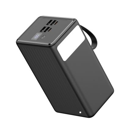 Power Bank 70000 mAh 20W Power Delivery 4xUSB-A + 2xUSB-C con Torcia LED con gancio e magnete e USB-C cavo 1m nero