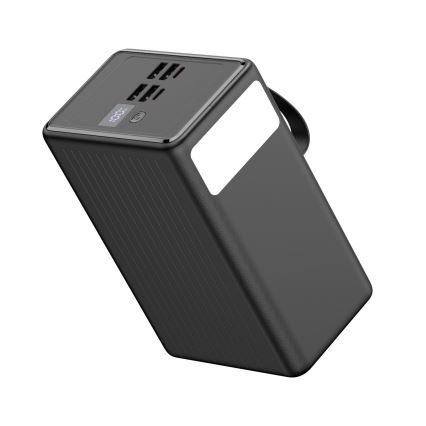 Power Bank 80000 mAh 20W Power Delivery 4xUSB-A + 2xUSB-C con Torcia LED con gancio e magnete e USB-C cavo 1m nero