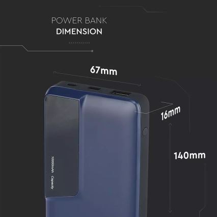 Power Bank con display 10000mAh/3,7V blu