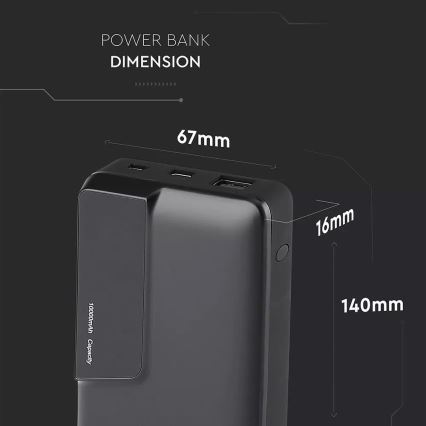 Power Bank con display 10000mAh/3,7V nero