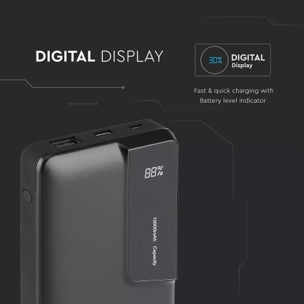 Power Bank con display 10000mAh/3,7V nero