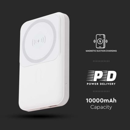 Power Bank magnetico con ricarica wireless Power Delivery 10 000mAh/20W/3,7V bianco