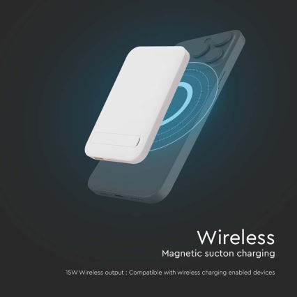 Power Bank magnetico con ricarica wireless Power Delivery 10 000mAh/20W/3,7V bianco