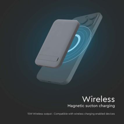 Power Bank magnetico con ricarica wireless Power Delivery 10 000mAh/20W/3,7V grigio