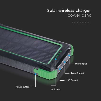 Power Bank solare Power Delivery 10000mAh/10W/5V nero