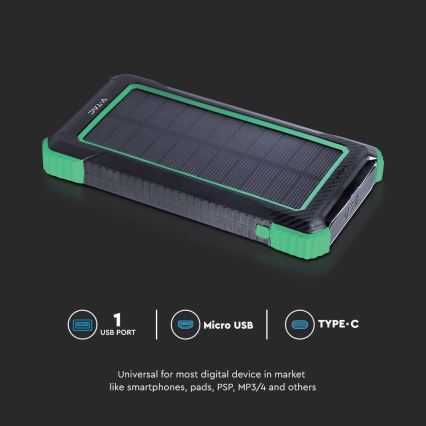 Power Bank solare Power Delivery 10000mAh/10W/5V nero