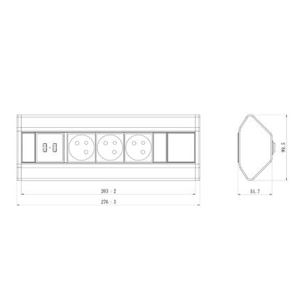 Presa angolare 3x 230V + USB-A 3,1A + USB-C 15,5W 230V