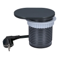 Presa da incasso con coperchio scorrevole, 20W, 1 presa elettrica + porte USB-A e USB-C, nera