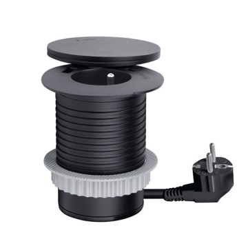 Presa da incasso con ricarica wireless da 10 W, 1 presa + USB A+C, nera