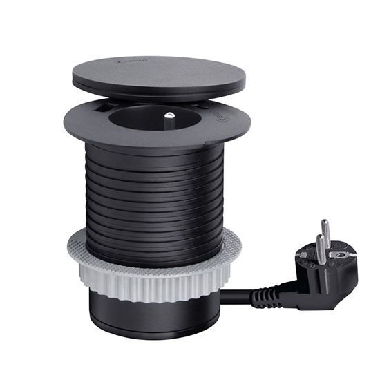 Presa da incasso con ricarica wireless da 10 W, 1 presa + USB A+C, nera