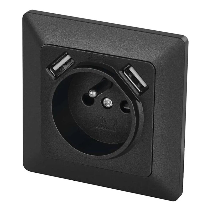 Presa di casa con USB 250V/16A antracite