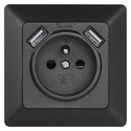 Presa di casa con USB 250V/16A antracite