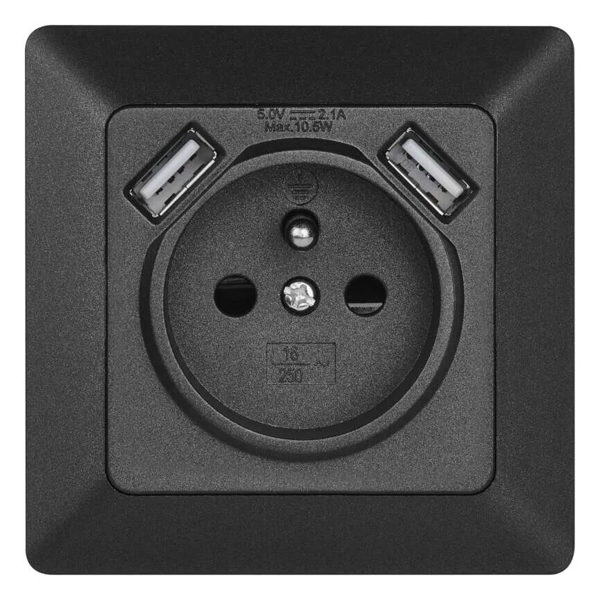 Presa di casa con USB 250V/16A antracite