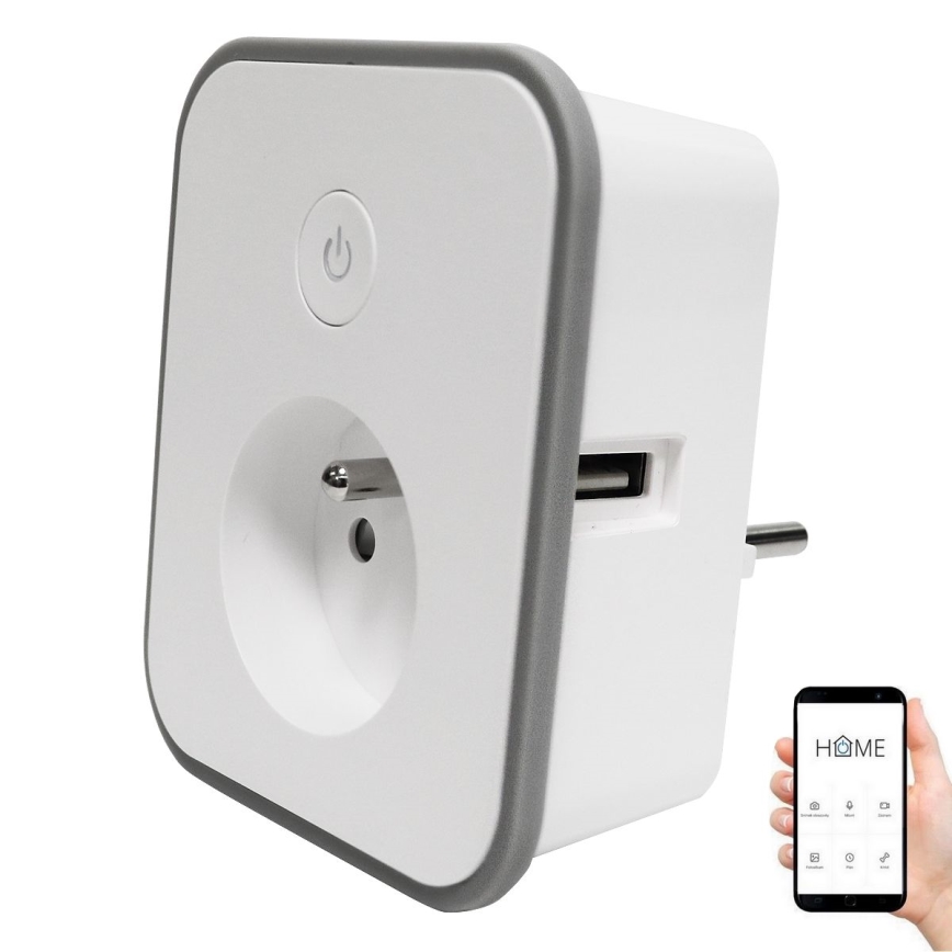 Presa intelligente con misurazione del consumo 3680W/230V + 2xUSB/12W/5V Wi-Fi