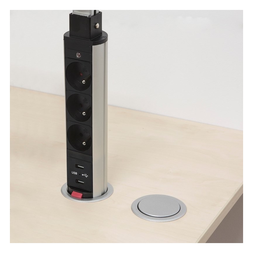 Presa per palo collegabile da tavolo 2x230V + 2xUSB