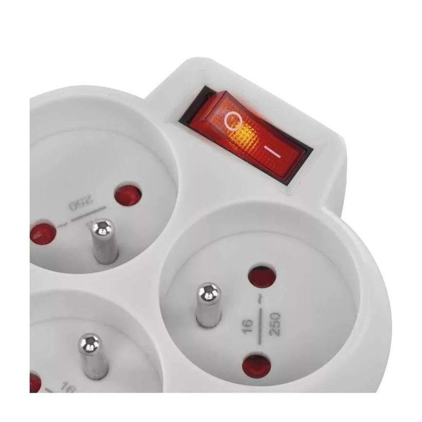 Presa sdoppiata con interruttore 3x10A/230V