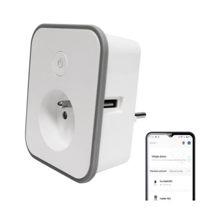 Presa intelligente con misurazione del consumo 3680W/230V + 2xUSB/12W/5V Wi-Fi