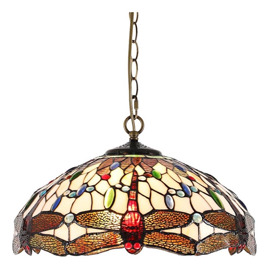 Prezent 1708 - Lampadario a sospensione con catena TIFFANY 2xE27/60W/230V