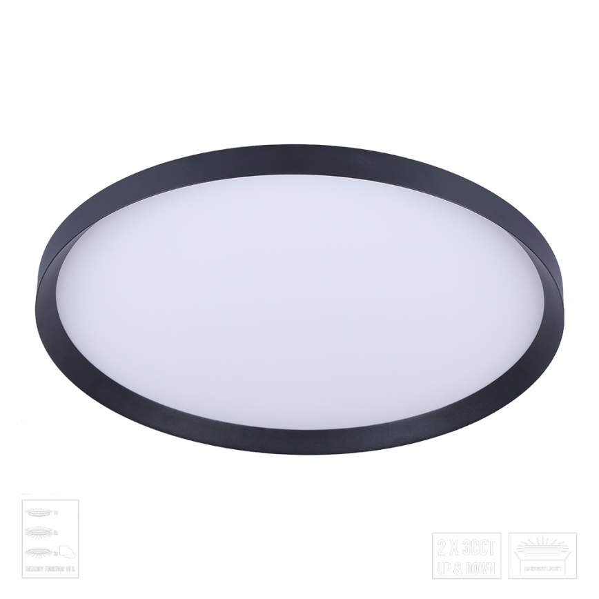 Prezent 17311 - Plafoniera LED ADRA LED/42W/230V + LED/13W 3000/4000/6000K Ø 48,5 cm, nero
