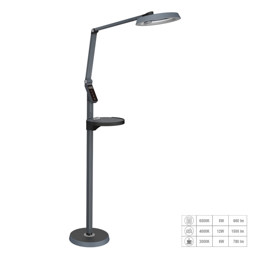 Prezent 31220 - Lampada da terra touch dimmerabile SALSA LED/15W/230V	 USB