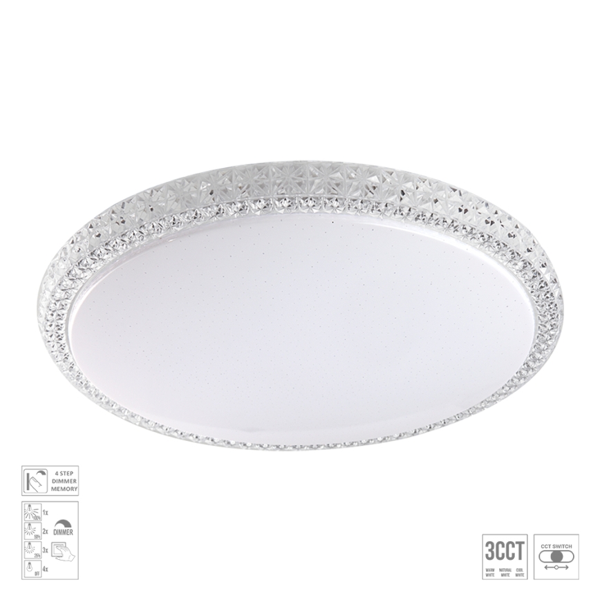Prezent 71340 - Plafoniera dimmerabile AMBIA LED/40W/230V 3000/4000/6500K Ø 49,5 cm trasparente