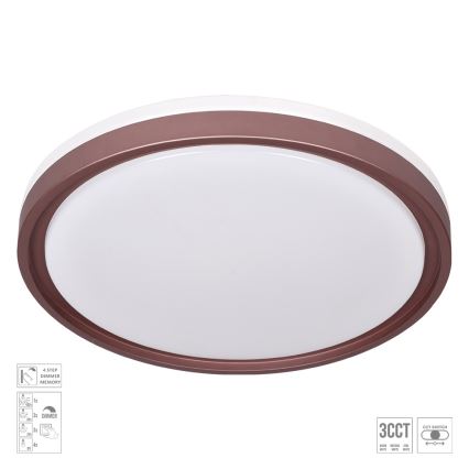 Prezent 71344 - Plafoniera LED dimmerabile FLOREN LED/30W/230V 3000/4000/6500K Ø 41,5 cm marrone