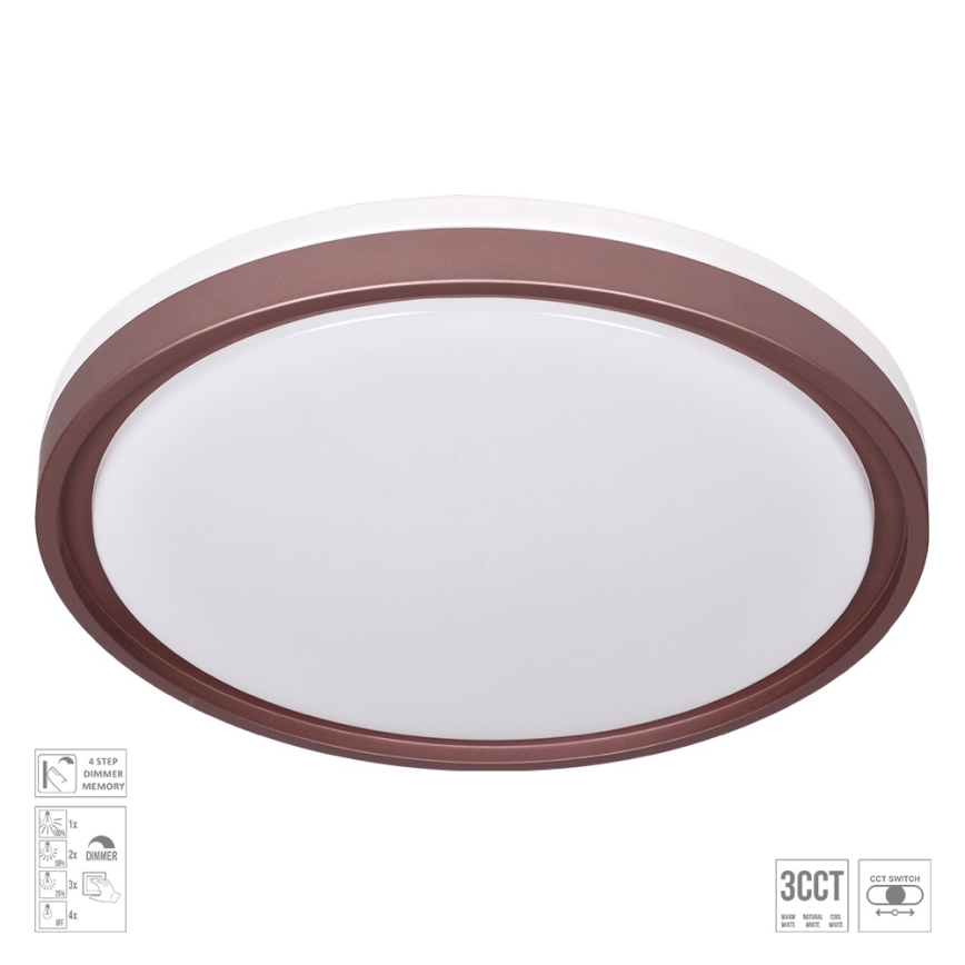 Prezent 71344 - Plafoniera LED dimmerabile FLOREN LED/30W/230V 3000/4000/6500K Ø 41,5 cm marrone
