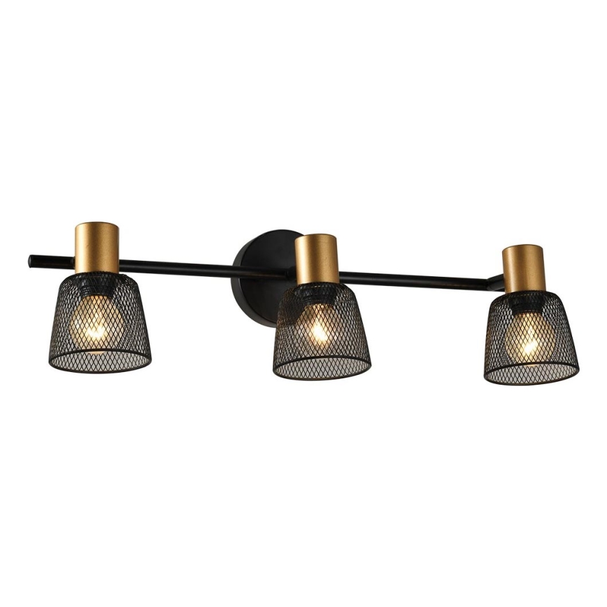 Prezent 75472 - Faretto da parete DAYTONA 3xE14/40W/230V nero/oro