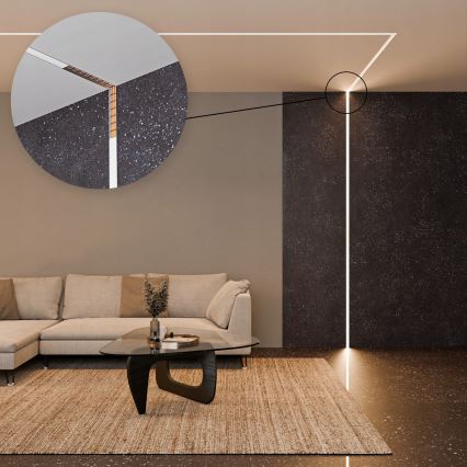 Profilo ad incasso per strisce LED 1 m, argento/bianco