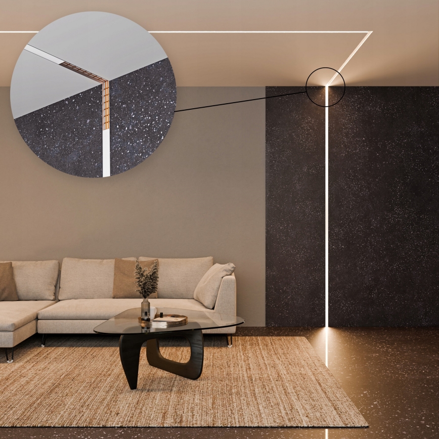 Profilo ad incasso per strisce LED 1 m, argento/bianco