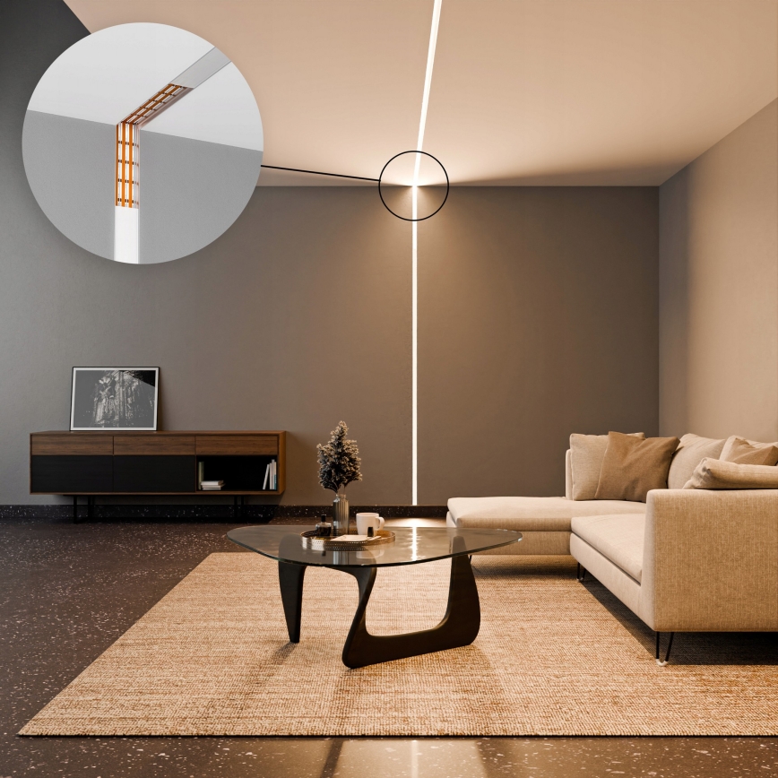 Profilo da incasso per strisce LED 1 m argento/bianco