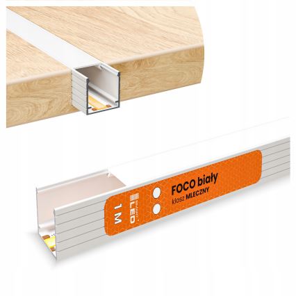 Profilo da incasso per strisce LED, 1 m, bianco