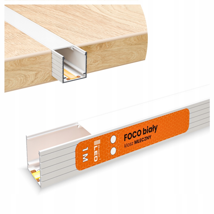 Profilo da incasso per strisce LED, 1 m, bianco