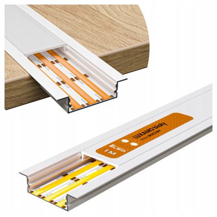 Profilo da incasso per strisce LED, 1 m, bianco