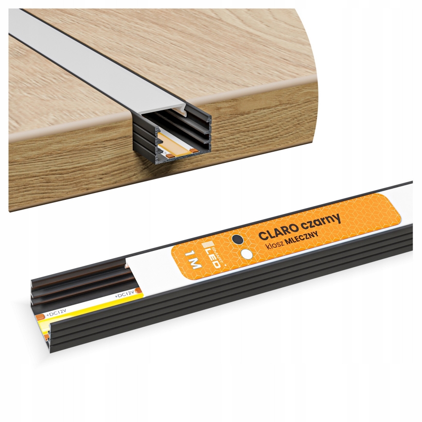 Profilo da incasso per strisce LED 1 m nero/bianco