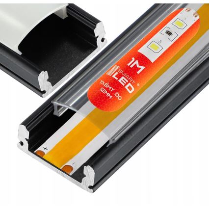 Profilo da incasso per strisce LED 1 m, nero/trasparente