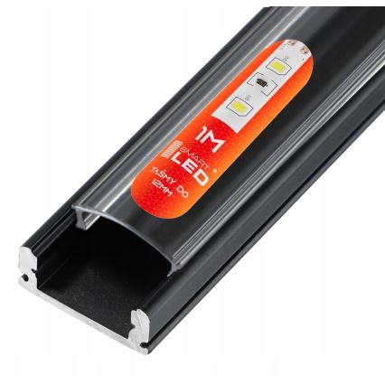 Profilo da incasso per strisce LED 1 m, nero/trasparente