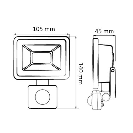 Proiettore LED con sensore, 20W, 230V, IP65