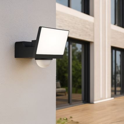 Proiettore LED con sensore di movimento e sensore crepuscolare DAVOS LED/30W/230V IP54 nero