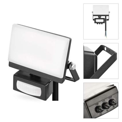 Proiettore LED con sensore di movimento e sensore crepuscolare TAMBO EVO LED/10W/230V 4000K IP44 nero