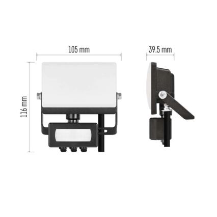 Proiettore LED con sensore di movimento e sensore crepuscolare TAMBO EVO LED/10W/230V 4000K IP44 nero
