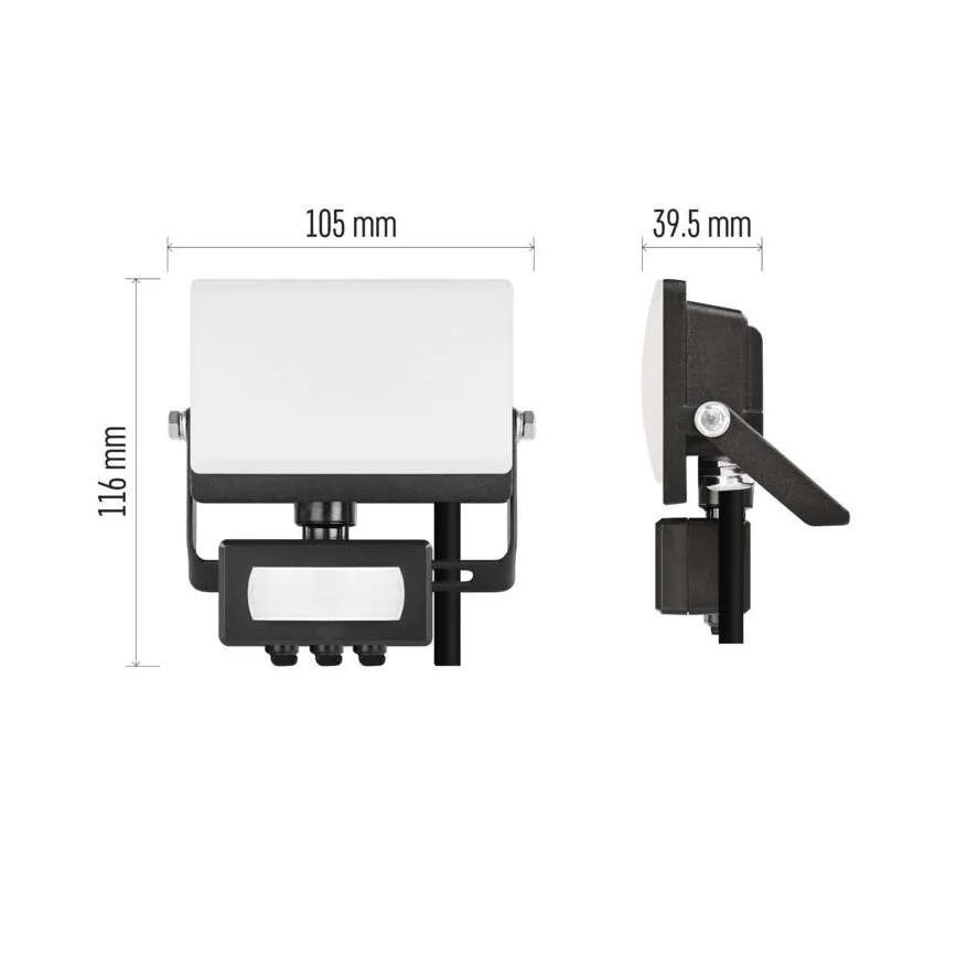 Proiettore LED con sensore di movimento e sensore crepuscolare TAMBO EVO LED/10W/230V 4000K IP44 nero