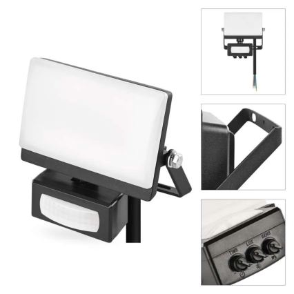 Proiettore LED con sensore di movimento e crepuscolare TAMBO EVO LED/20W/230V 4000K IP44 nero