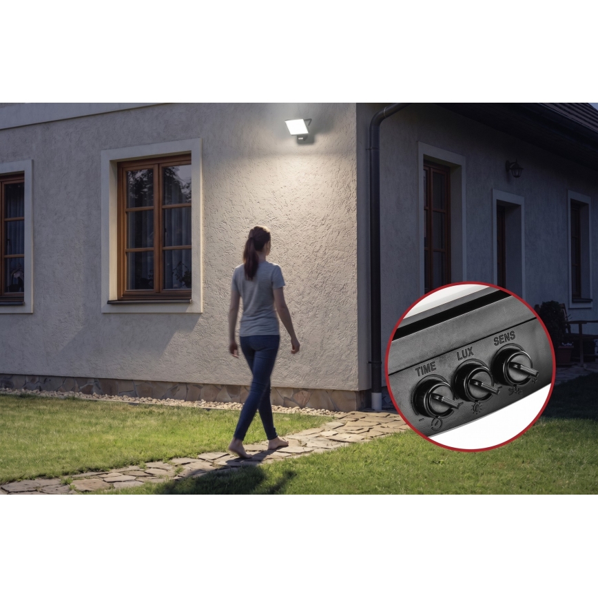 Proiettore LED con sensore di movimento e sensore crepuscolare TAMBO EVO LED/50W/230V 4000K IP44 nero