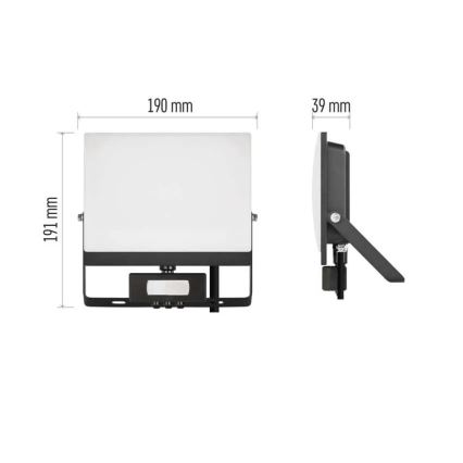 Proiettore LED con sensore di movimento e sensore crepuscolare TAMBO EVO LED/50W/230V 4000K IP44 nero