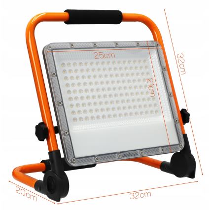 Proiettore LED con stativo, 100 W, 230 V, 4500 K, IP65, arancione