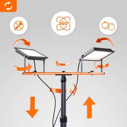 Proiettore LED con stativo 2xLED/100W/230V 4500K IP65 nero/arancione