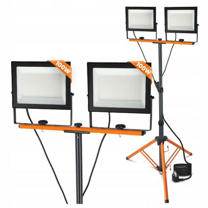 Proiettore LED con stativo 2xLED/100W/230V 4500K IP65 nero/arancione