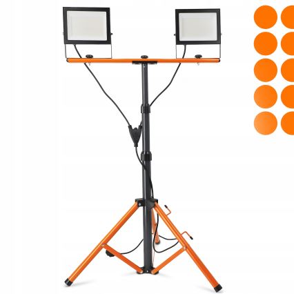 Proiettore LED con stativo 2xLED/100W/230V 4500K IP65 nero/arancione