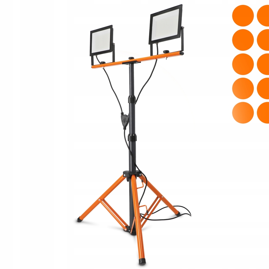 Proiettore LED con stativo 2xLED/100W/230V 4500K IP65 nero/arancione
